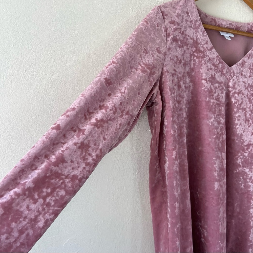 Sold | J. Jill Crushed Velvet Dusty Pink Long Sleeve Blouse Top M - Picture 2 of 10